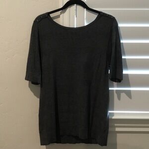 croft & barrow Charcoal Short Sleeve Knit Top with Shoulder Buttons